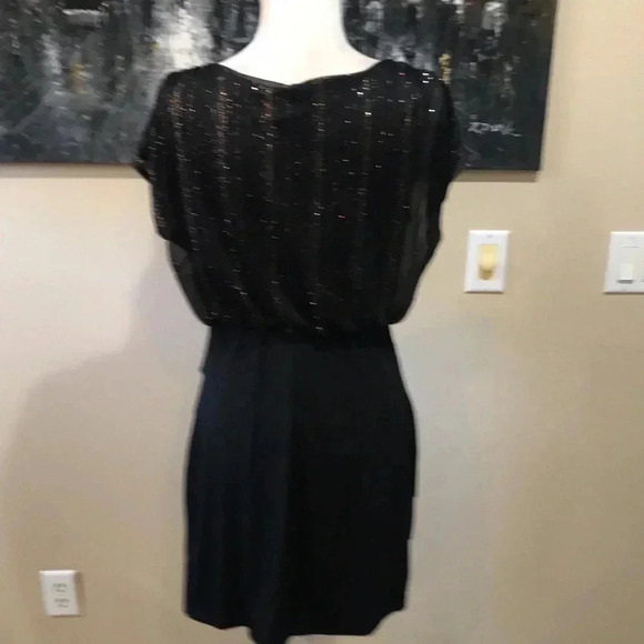 EnFocus Petite Gold/Red Shimmer Sheer Top Dress Pleated Layering Skirt-Size 12P - Picture 2 of 8